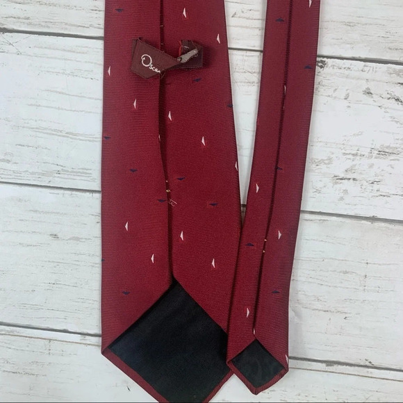 Oscar De La Renta Red Triangle Pattern Burgundy Career Workwear - Picture 6 of 6